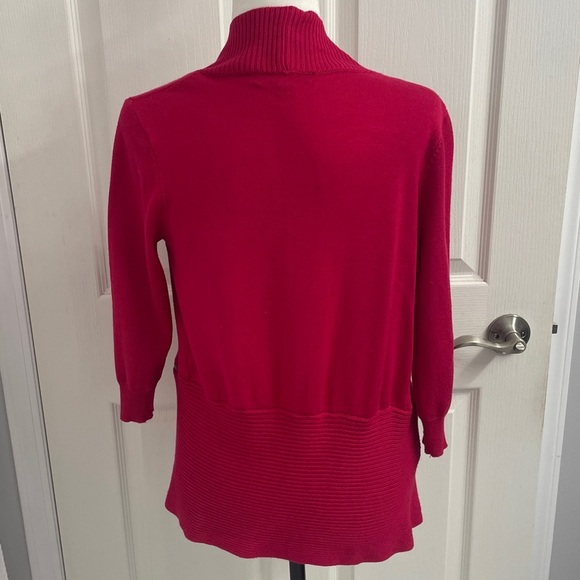 Joan Vass Fuchsia Red Cardigan Sweater Shawl Collar Pockets with Gold Zipper SzS - Picture 5 of 12